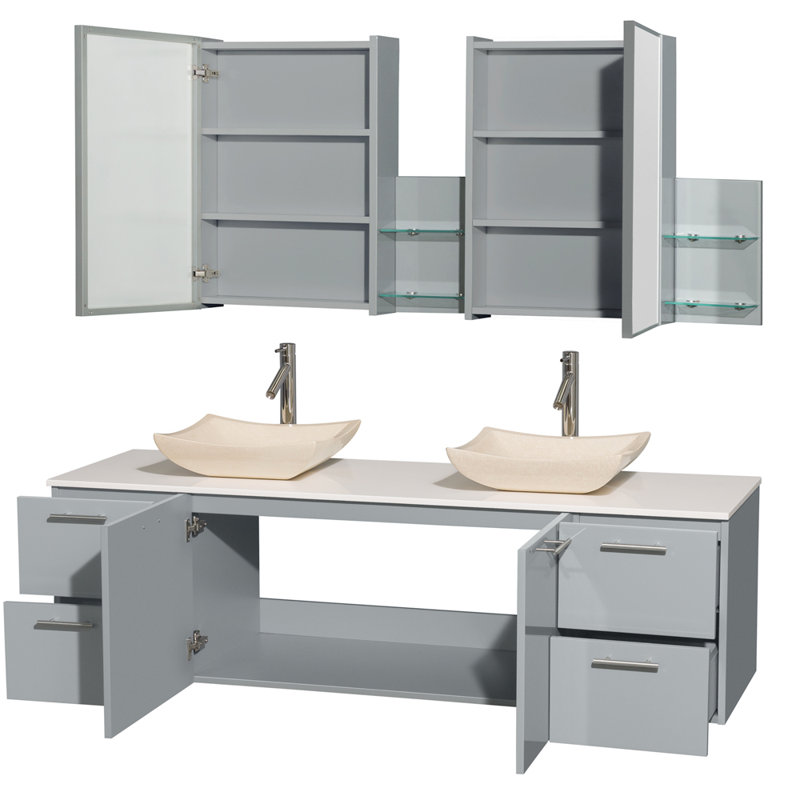 Wyndham Collection Amare 72" Double Dove Gray Bathroom Vanity Set with